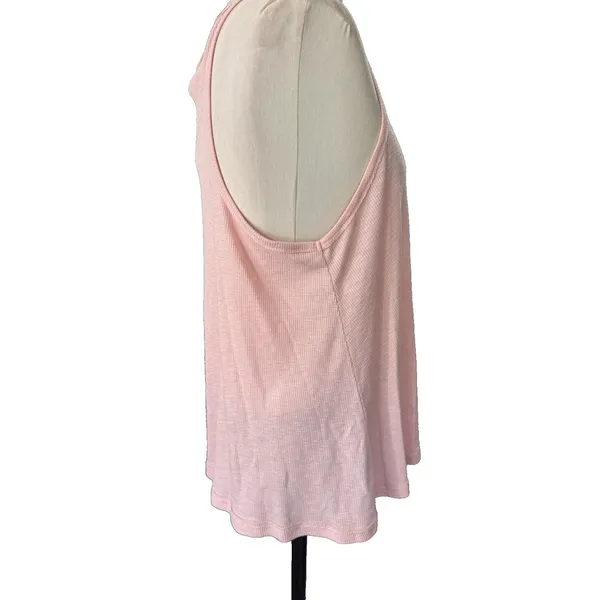 Free People Tank Top Womens Medium Pink Ribbed Racerback Oversized Swing - Image 5