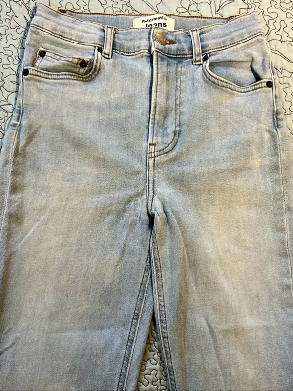 Reformation High & Skinny Crop Jeans St. Lucia Light Wash High Rise Sz 25💛 - Image 5