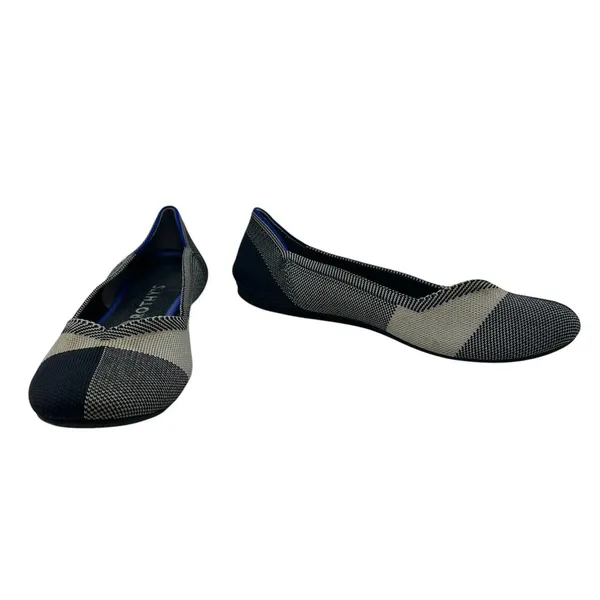 Rothy's The Flat Captoe Black‎ White Plaid Check Retired Ballerina Size 10 - Image 2