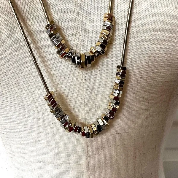 Chico’s gold tone washer beads double strand long necklace - Image 3