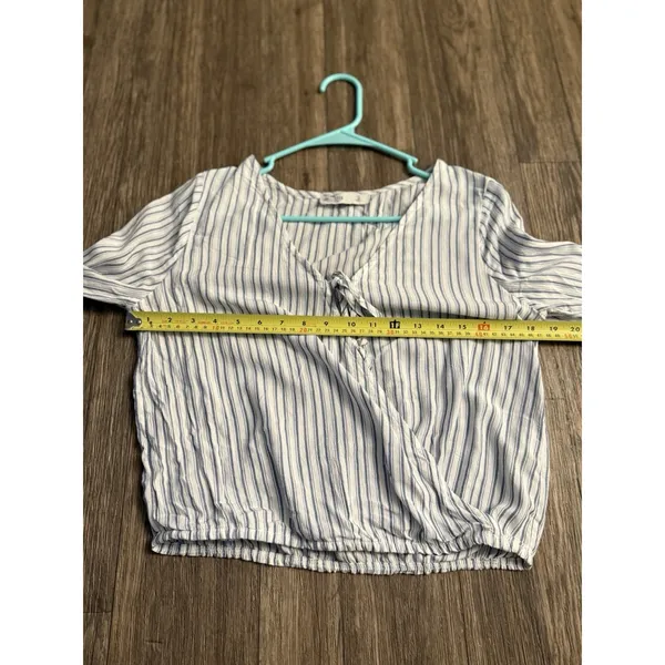Hollister Coastal Striped Stripe Long Sleeve‎ Cross Over Crop Top Women's Size S - Image 8