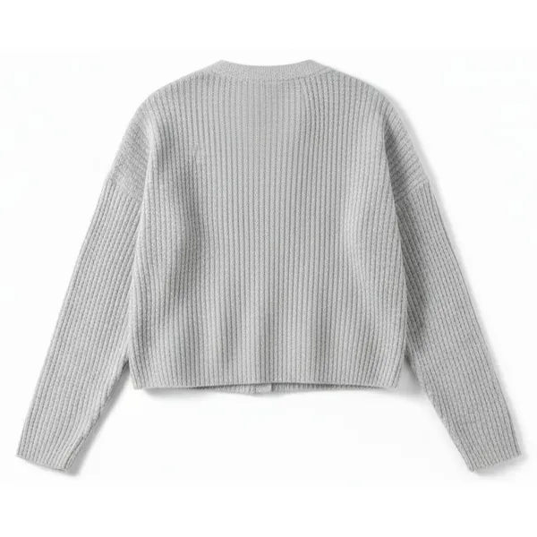 No Boundaries Womens Cardigan Sz M Light Grey Sweater Button Front Rib Knit Y2K - Image 2