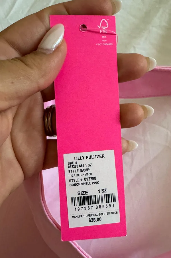 Pink Lilly Pulitzer visor hat with gold bar adjustable strap  - Image 2