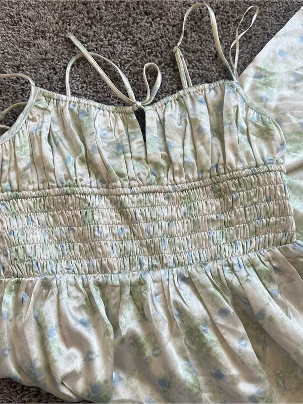 Astr Light Green Floral Smocked Midi Dress - Image 5