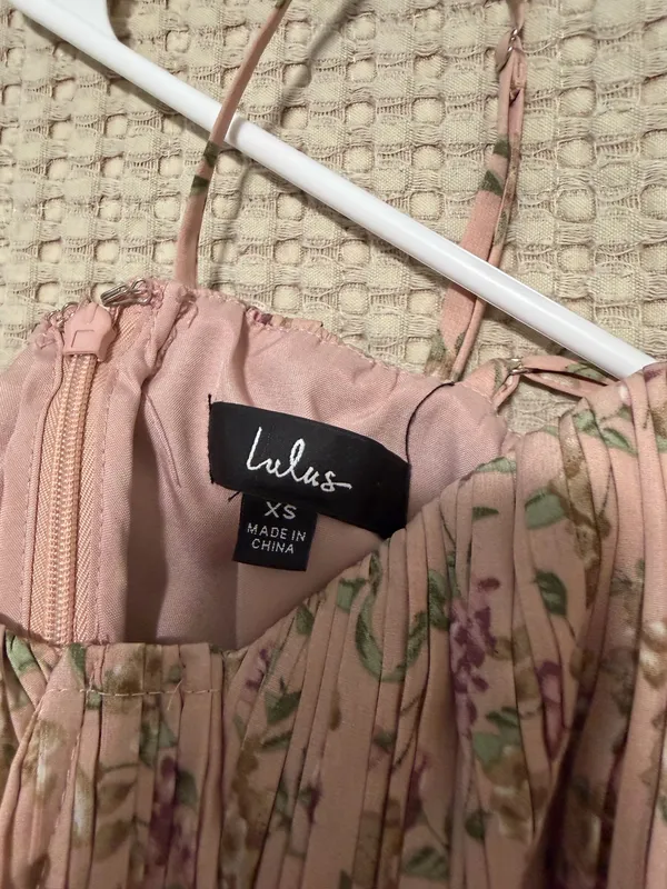 Lulus Pink Floral Tiered Midi Dress - Image 5