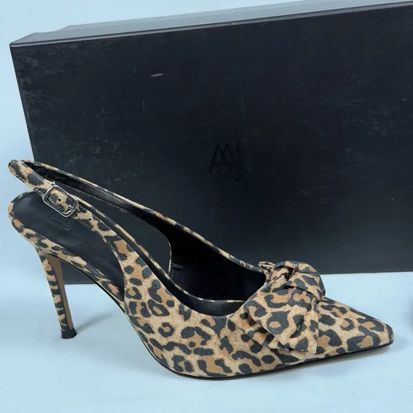 AAJ By Aminah Size-6M Womens Pump Heel Gemma Brown Leopard‎ Bow Slingback - Image 8