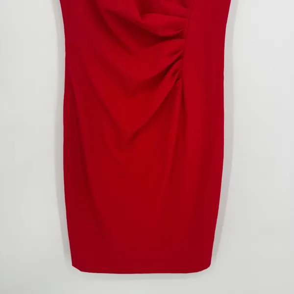 Calvin Klein Sheath Dress 4 Red Sleeveless Ruched Cocktail Party Wedding Guest - Image 4