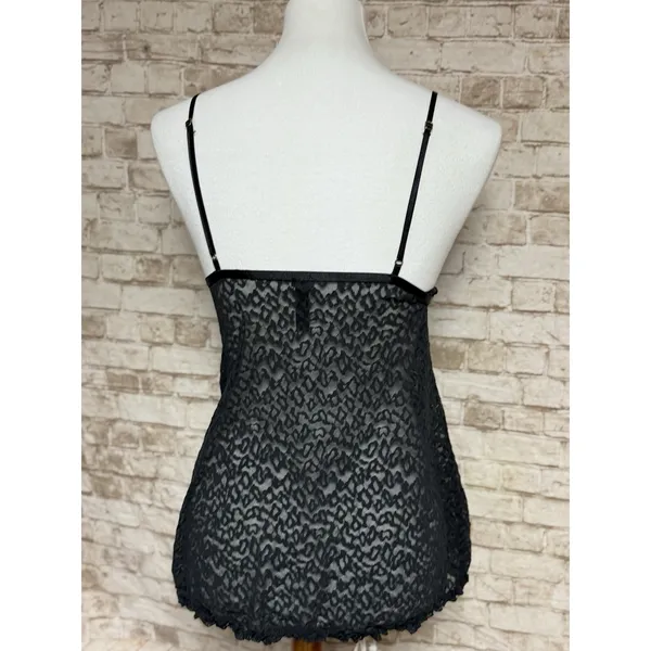 Victoria's Secret The‎ Lacie Black Top With Cheetah Print M - Image 3