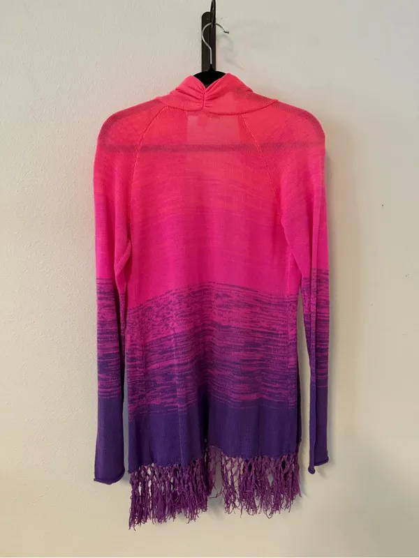 Lilly Pulitzer Tatum Cardigan Fringe Ombre Pink Purple - Image 10