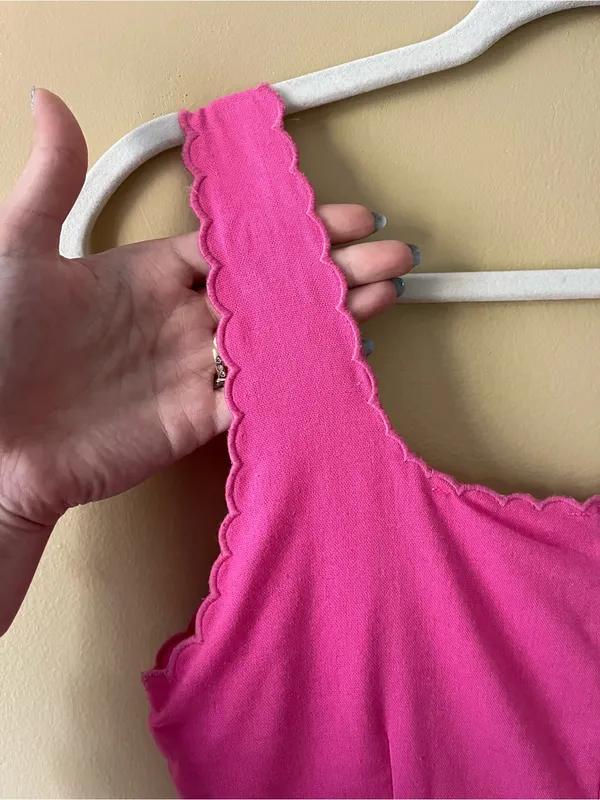 Altar'd State Bright Pink Scalloped Strap Mini Dress - Image 6