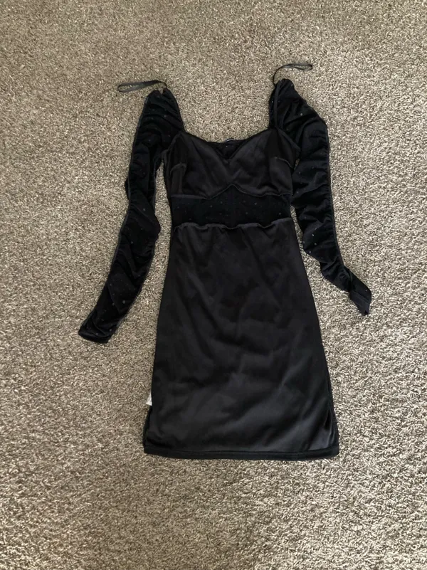 Windsor Black Rhinestone Mesh Corset Bodycon Mini Dress Size M - Image 9