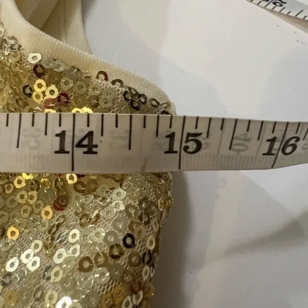 NWT Kate Kasin Gold Sequin V-Neck Formal Maxi Gown Dress Size XS US 2 - Image 7