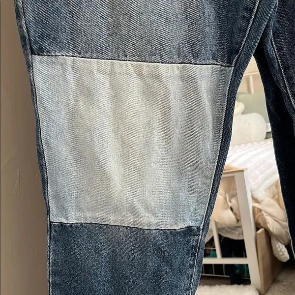 KanCan Blue Straight Leg Jeans with Striking Two-Tone Design - Image 4