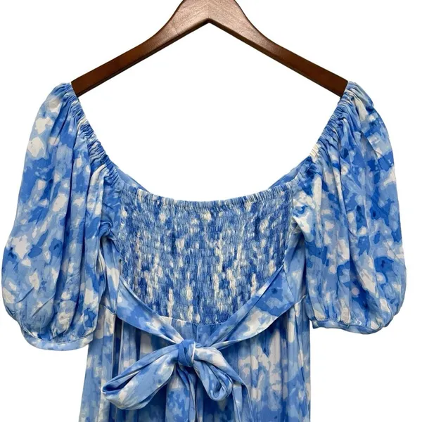 Faithfull the Brand Charlize Midi Dress in Blue Roos Tie Dye Cloudscape Size S - Image 7
