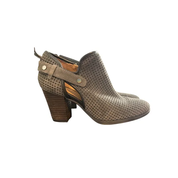 Franco Sarto Womens Olive Taupe Perforated‎ Suede Side Cutout Ankle Booties 6.5 - Image 5