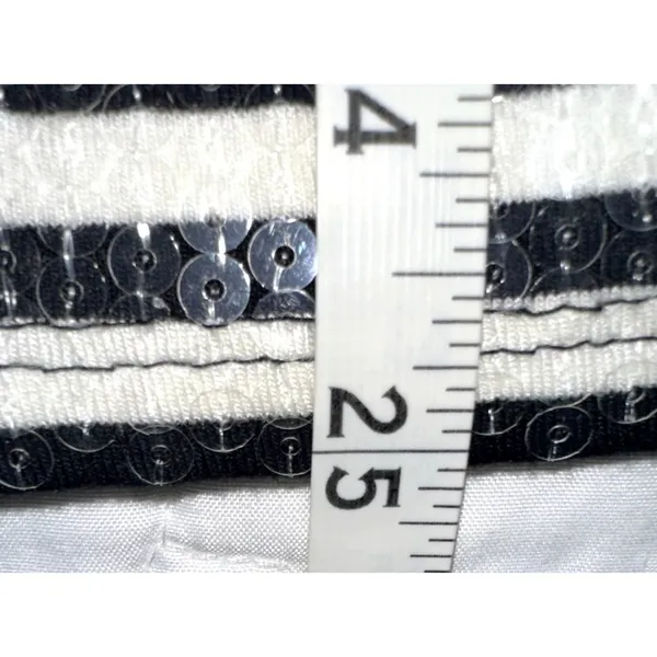 White House Black Market Womens Size Medium Black White Sequin Strip Tank Top - Image 7
