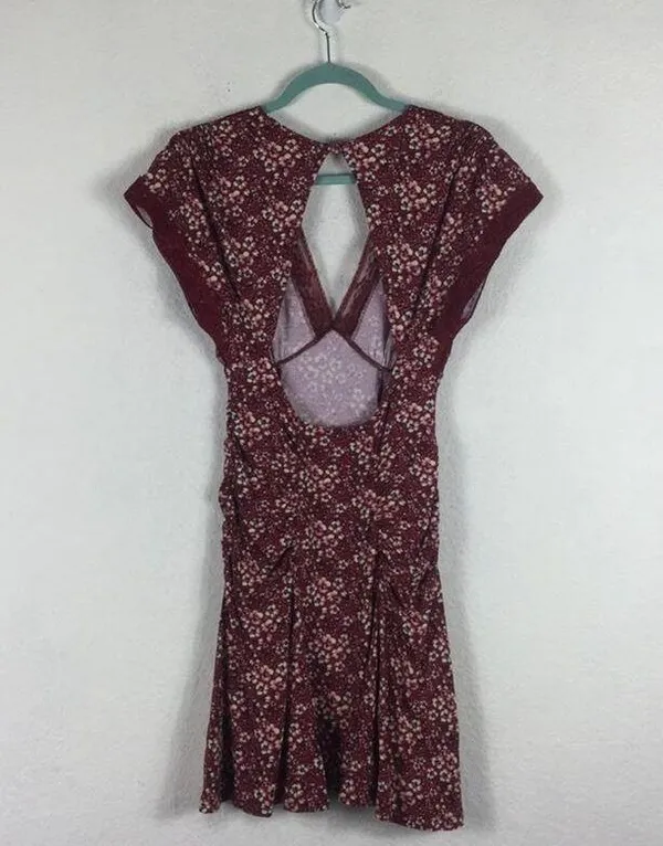 Free People Sweet Talker Lace Mini Dress Size XS Burgundy Floral 90s Grunge Boho - Image 15