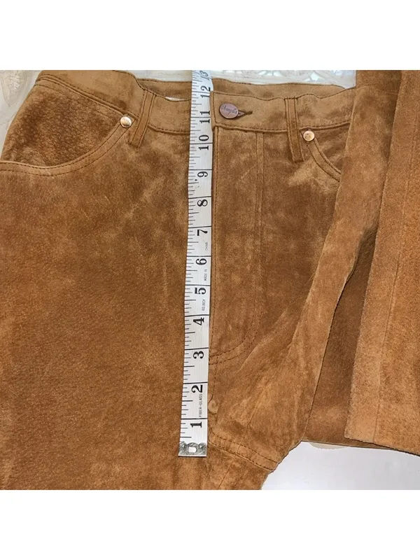 Vintage Wrangler Leather Pants Caramel Brown Jeans Slacks Cottagecore Western - Image 10