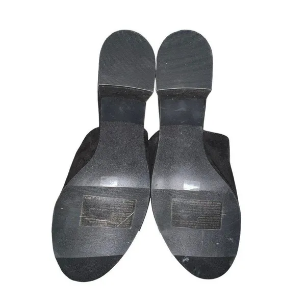 American Eagle‎ Women Black Suede Slip On Mule Block Heel Open Toe Size 9 Shoe - Image 7
