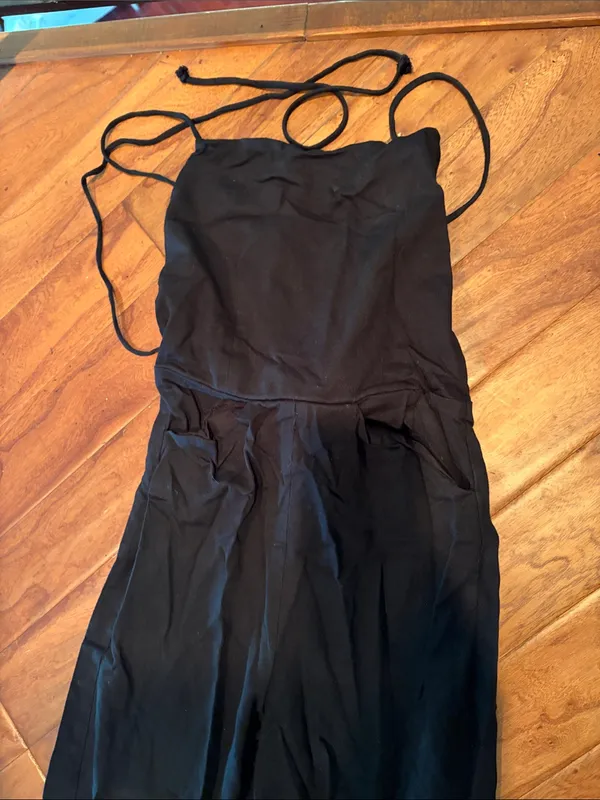 Reformation Oregano Jumpsuit Lace Up Back Linen Black Size 4 - Image 5