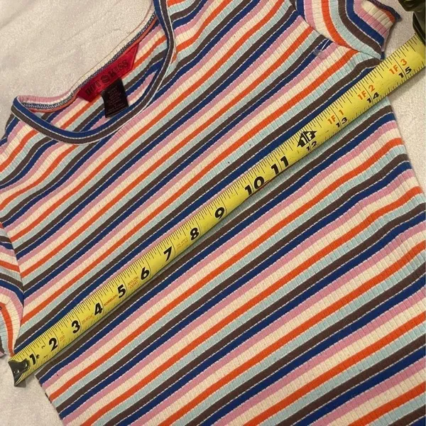 Y2K striped baby tee Hot Kiss rib lettuce hem fitted tee - Image 8