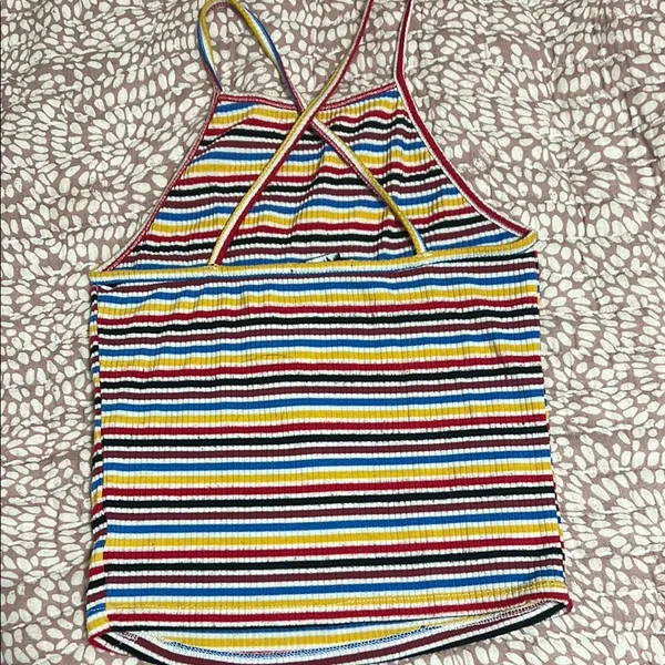Colorful Striped Halter Top Red Size undefined - Image 2