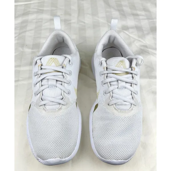 Nike Flex Experience Size 6.5W Wide White Gold Swoosh Sneakers Training Shoes - Image 2