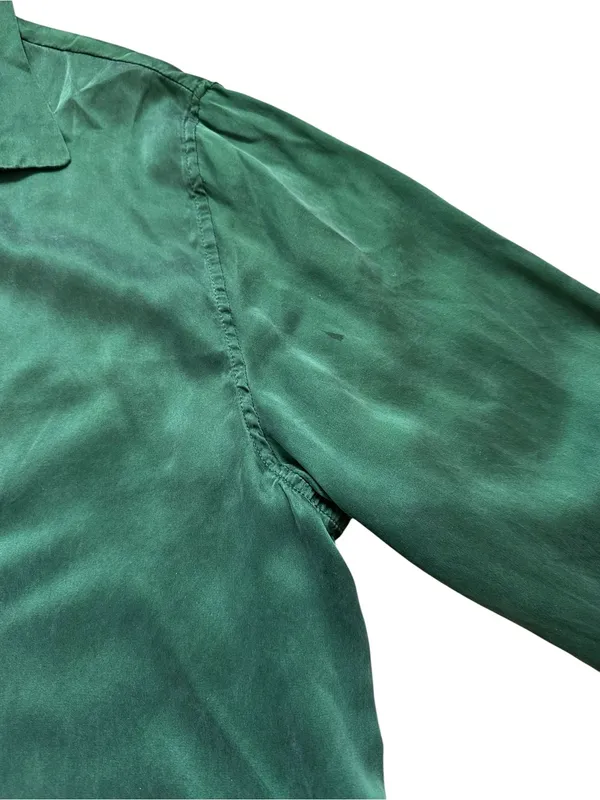 Vintage Victoria’s Secret Gold Label Silk Pajama Shirt Emerald Green Loungewear - Image 4