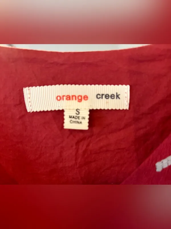 Orange Creek brand red shift dress with embroidered floral size Small - Image 2