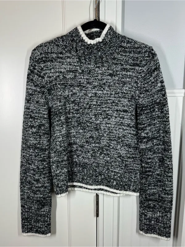 Madewell Marled‎ Mockneck Sweater Black And White Marl 2025 size small wool - Image 2