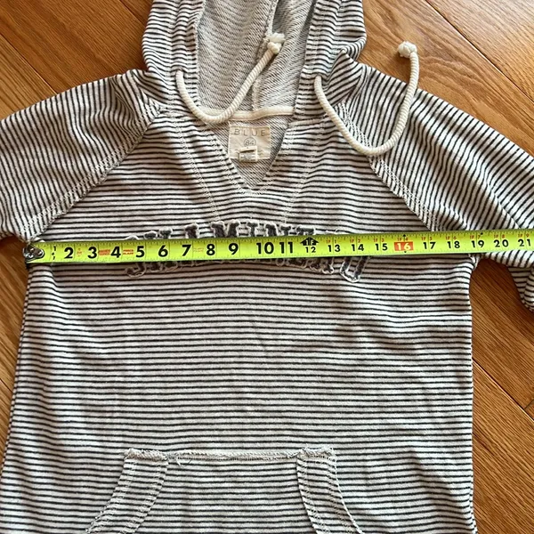 Blue 84 hoodie with distressed sleeve and hem soft cotton blend hoodie S… - Image 4