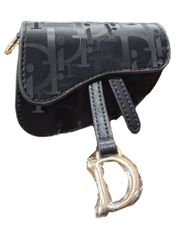 Source Unknown NWOT Mini Black D Monogram Saddle Style Fashion Purse/Keychain - Image 5