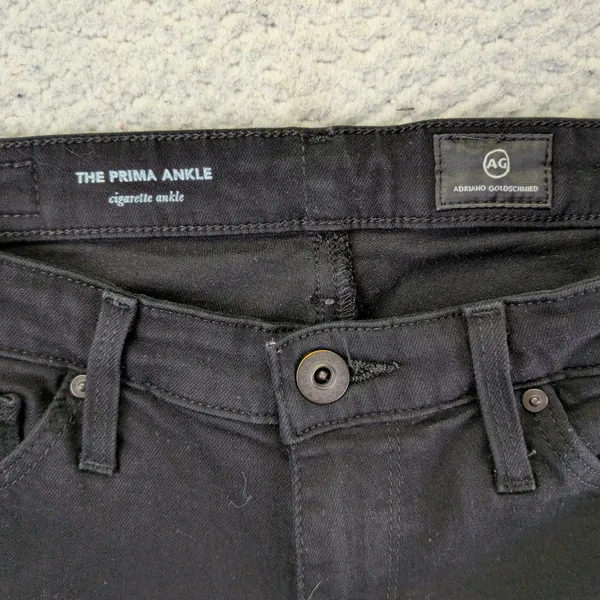 AG Adriano Goldschmied The Prima Ankle Cigarette Jeans Black Raw‎ Hem 25R - Image 7