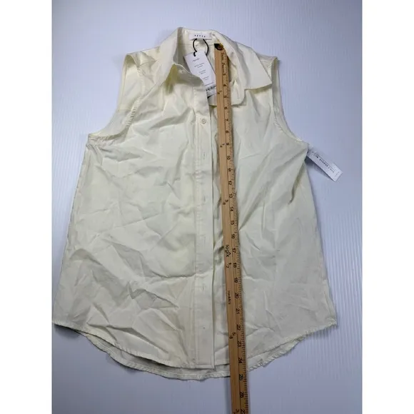 Vetta Sleeveless Button Down‎ Shirt Ivory Collared Top XS - Image 4