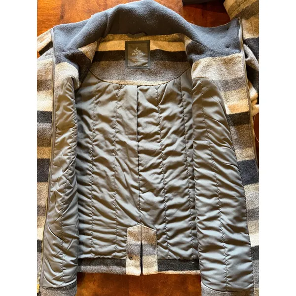 Prana‎ Lily Wool Blend Jacket Women Small Grey Striped Gorpcore Full Zip Coat - Image 10