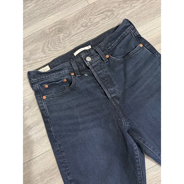 Levis Premium Wedgie Straight Jeans Womens 29 x 26‎ in Dark Wash Black High Rise - Image 11
