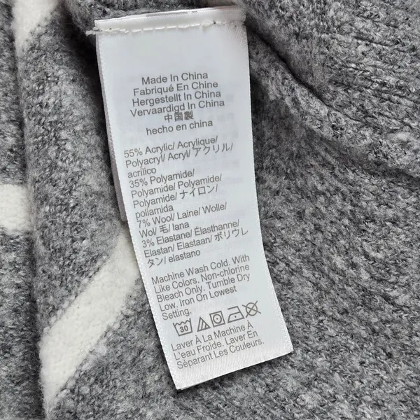 J. Crew Gray White Relaxed Stripe Turtleneck Sweater Dress XS Wool Blend BC720‎ - Image 5