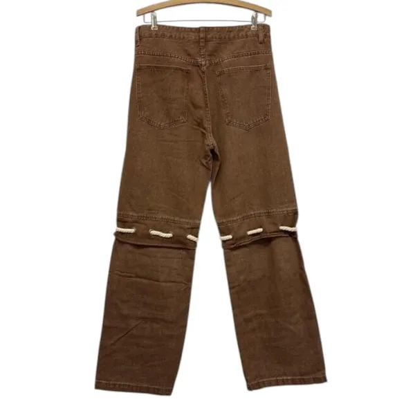 Y2K Deconstructed Women's Cargo Jeans Size M Brown Size M - Image 5