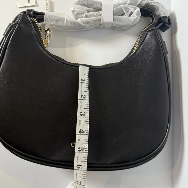 CLUCI Black Hobo Shoulder Bag Vegan Leather Baguette Purse Gold Hardware NWT - Image 5