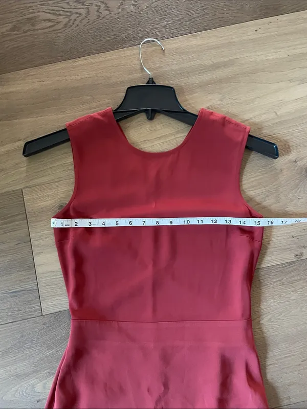 ALC Frank Size 2 Sleeveless Shift Dress Cut Out Back Brick Color Midi Slit - Image 11