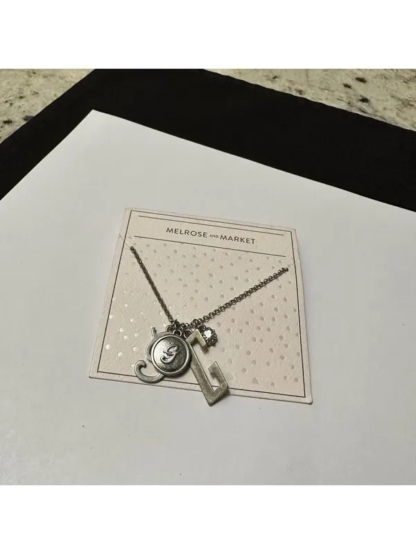 Melrose & Market Silver Tone Letter Initial G Charms Necklace NWT - Image 2