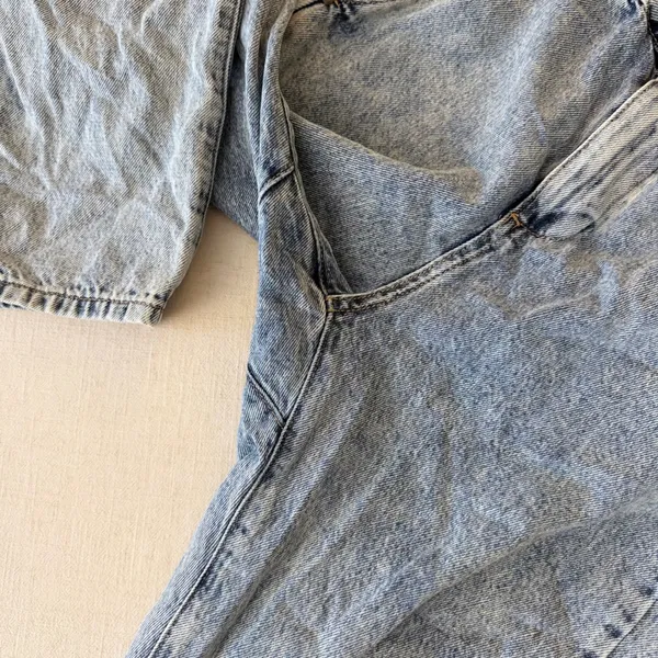 Zara Womens Size 4 Acid Wash Paperbag Waist Mom Jeans Light Blue‎ Denim - Image 6