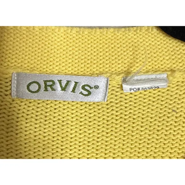 Orvis Womens‎ Medium Yellow Button Front Cardigan Sweater Knit Preppy Career - Image 3