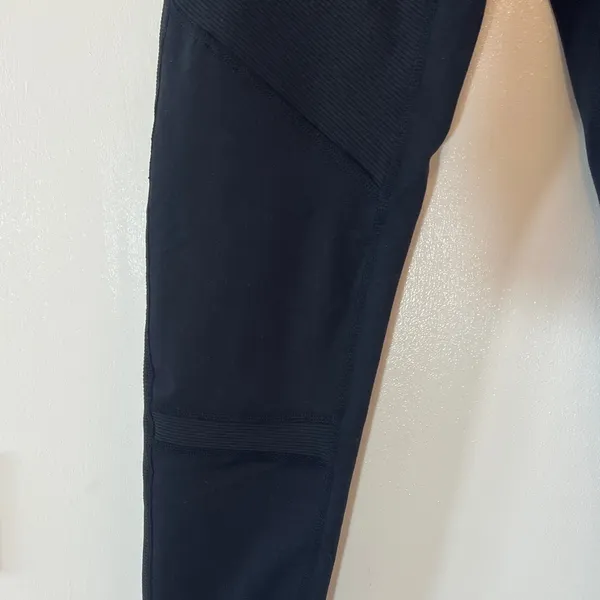 Zella High Waist Ribbed Moto Black Gym Leggings - Image 3