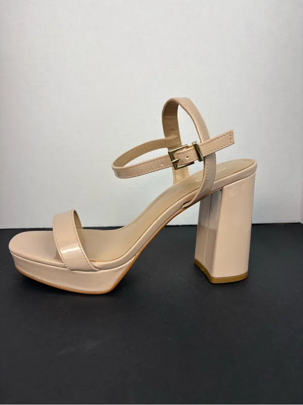 Mix No. 6 Nude Patent Block Heel Sandals with Ankle Strap - Image 6