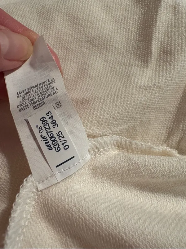 NWT Aerie Peplum Hoodie medium Ivory Oversized 100% Cotton Balloon Sleeve - Image 8