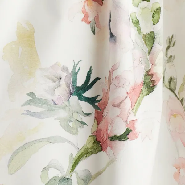 H&M Off-The-Shoulder Poplin Floral Midi Dress – White/Pink/Green Sz L - Image 4