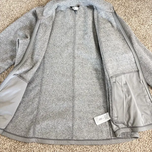 Athleta Stroll Fleece Full Zip‎ Jacket Heathered Grey XL Mock Neck Activewear - Image 6