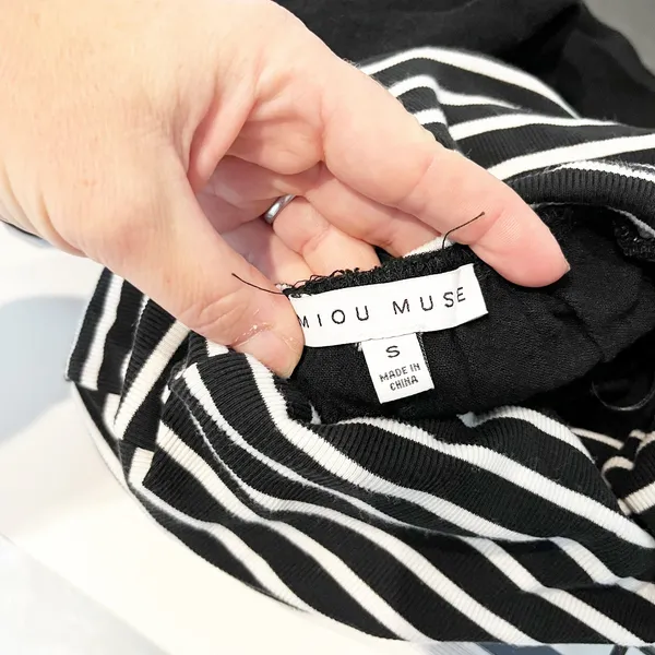 Miou Muse Striped Strapless Ribbed Mini Dress Black White Small - Image 2