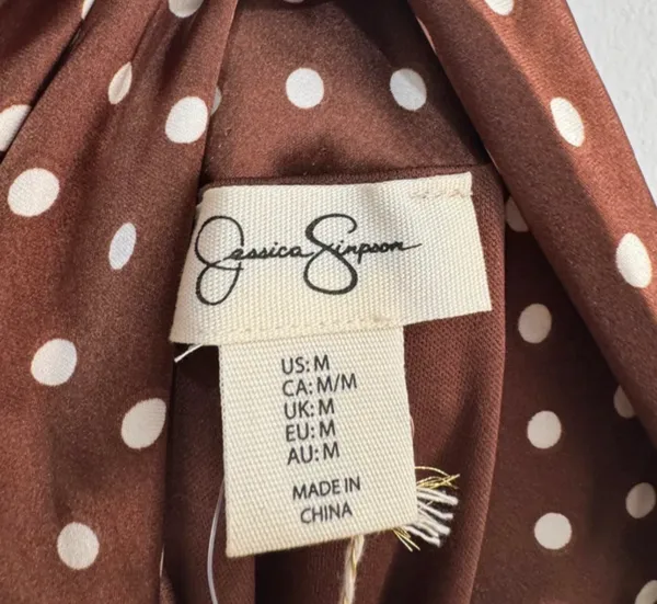 Jessica Simpson Polka Dot Front Tie Strapless Dress size M brown/white - Image 8